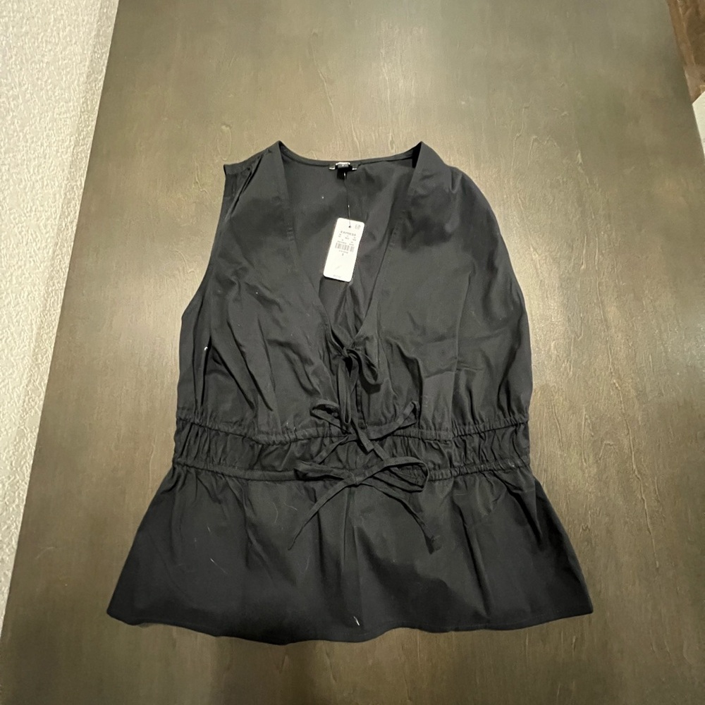 Express Black Tie-Front Blouse